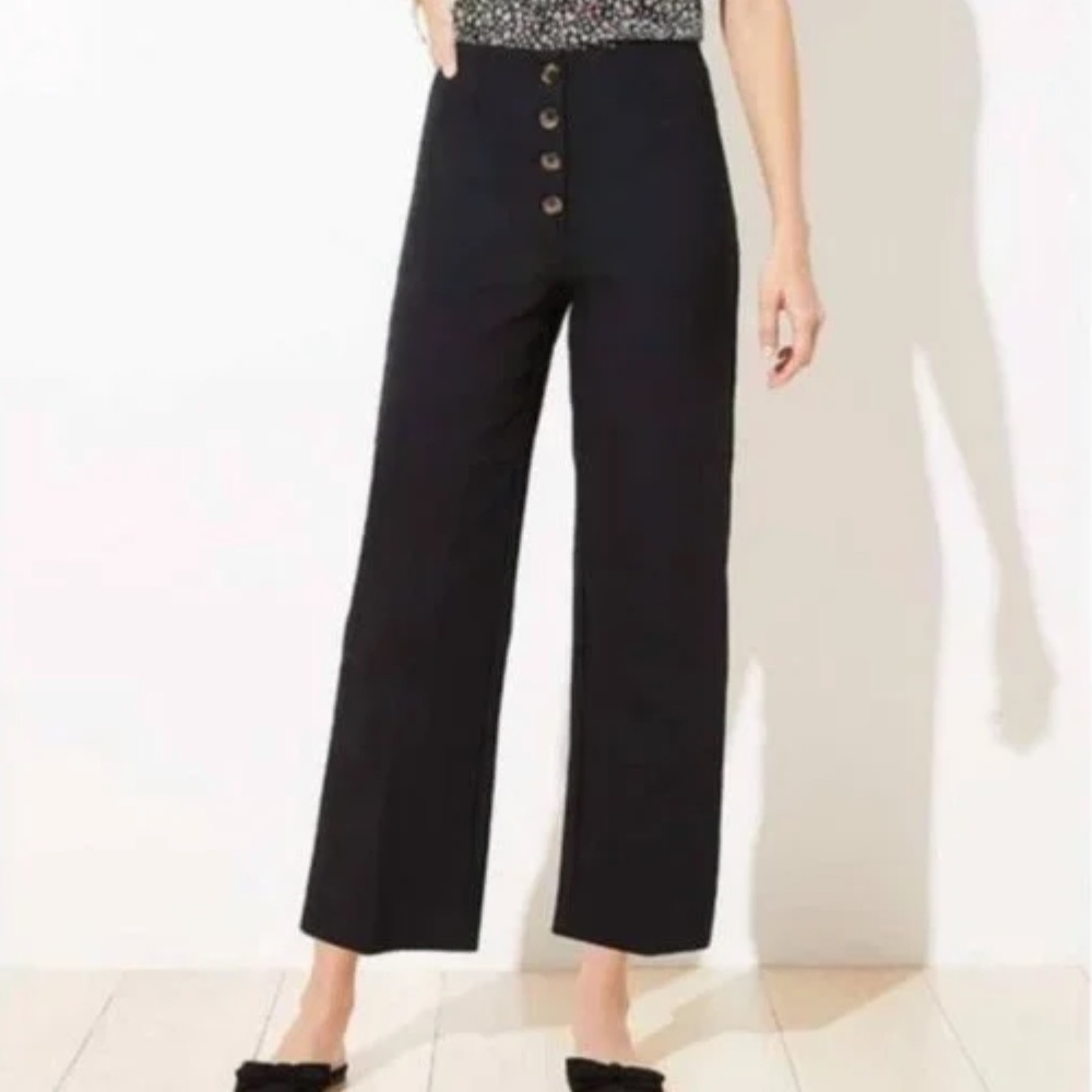NWT high waisted, wide leg, cropped, front button pants